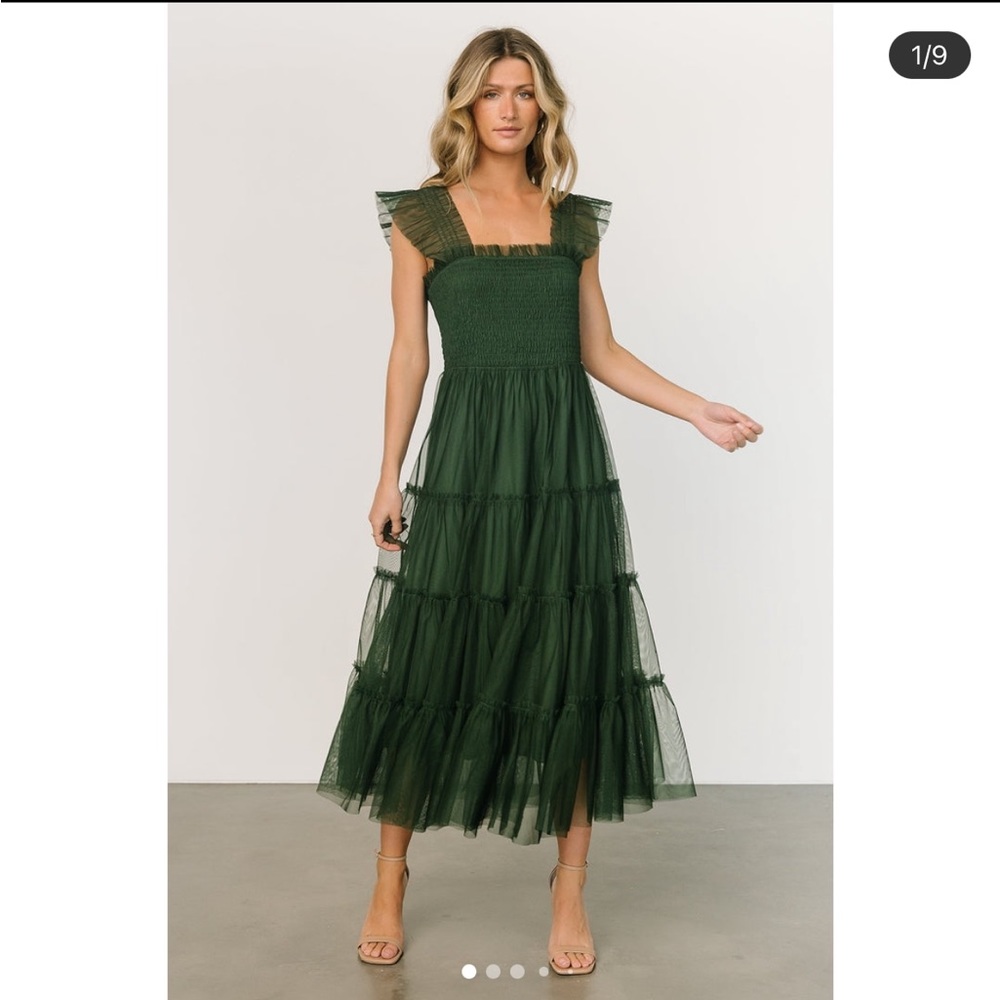 Baltic Born - Emma Smocked Tulle Dress - Green - Sizes S & M - NWT